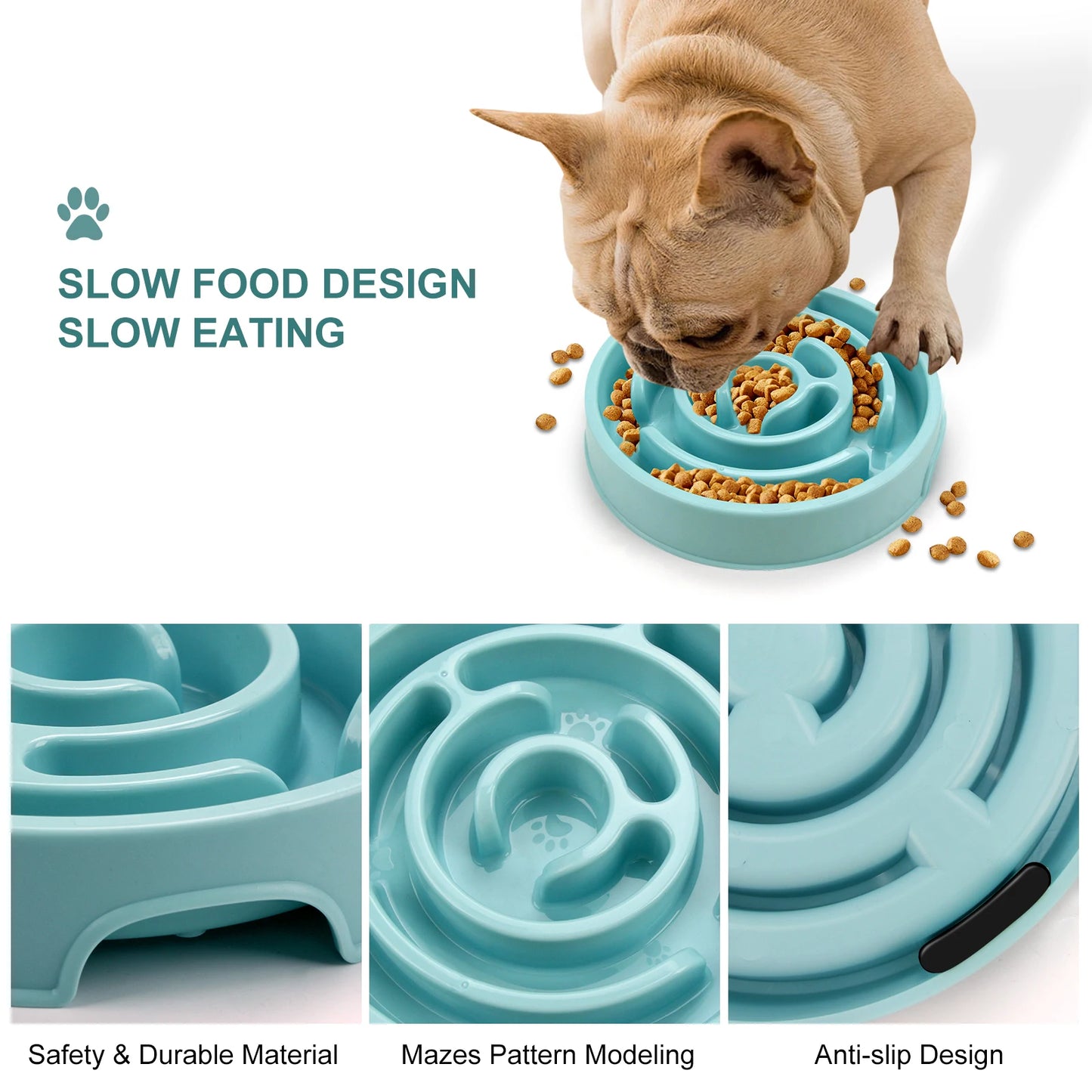 Slow Feeder Dog Bowl – Anti-Gulping Non-Slip Dish for All Sizes